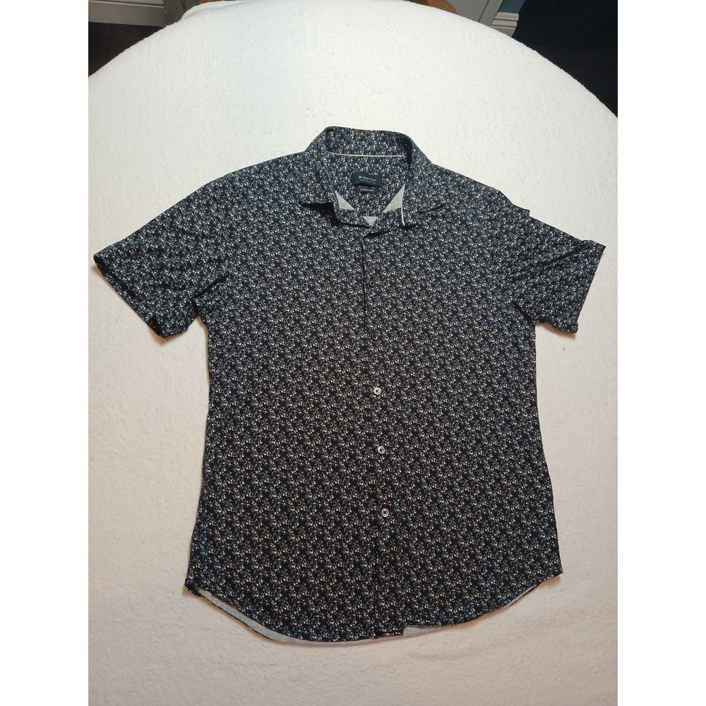 BUGATCHI Short Sleeve Shirt Ooohcotton Tech 8 Way Stretch,  Size Medium
